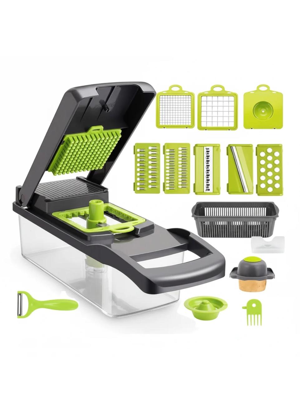 16-in-1 Multifunctional Vegetable Cutter & Slicer - Kitchen Tool with Interchangeable Blades