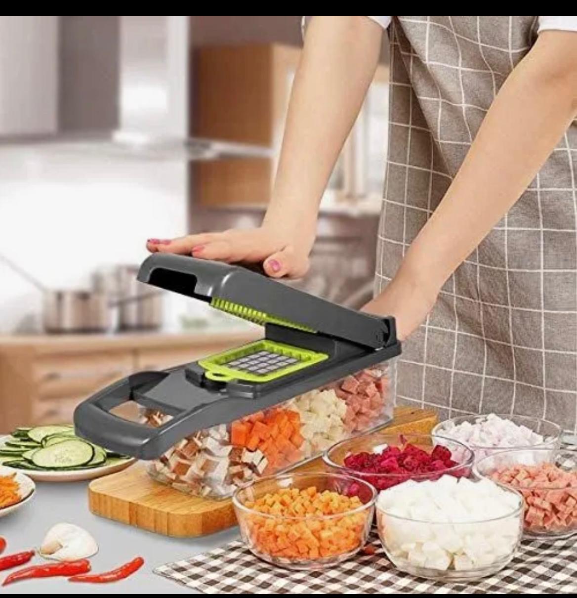 16-in-1 Multifunctional Vegetable Cutter & Slicer - Kitchen Tool with Interchangeable Blades