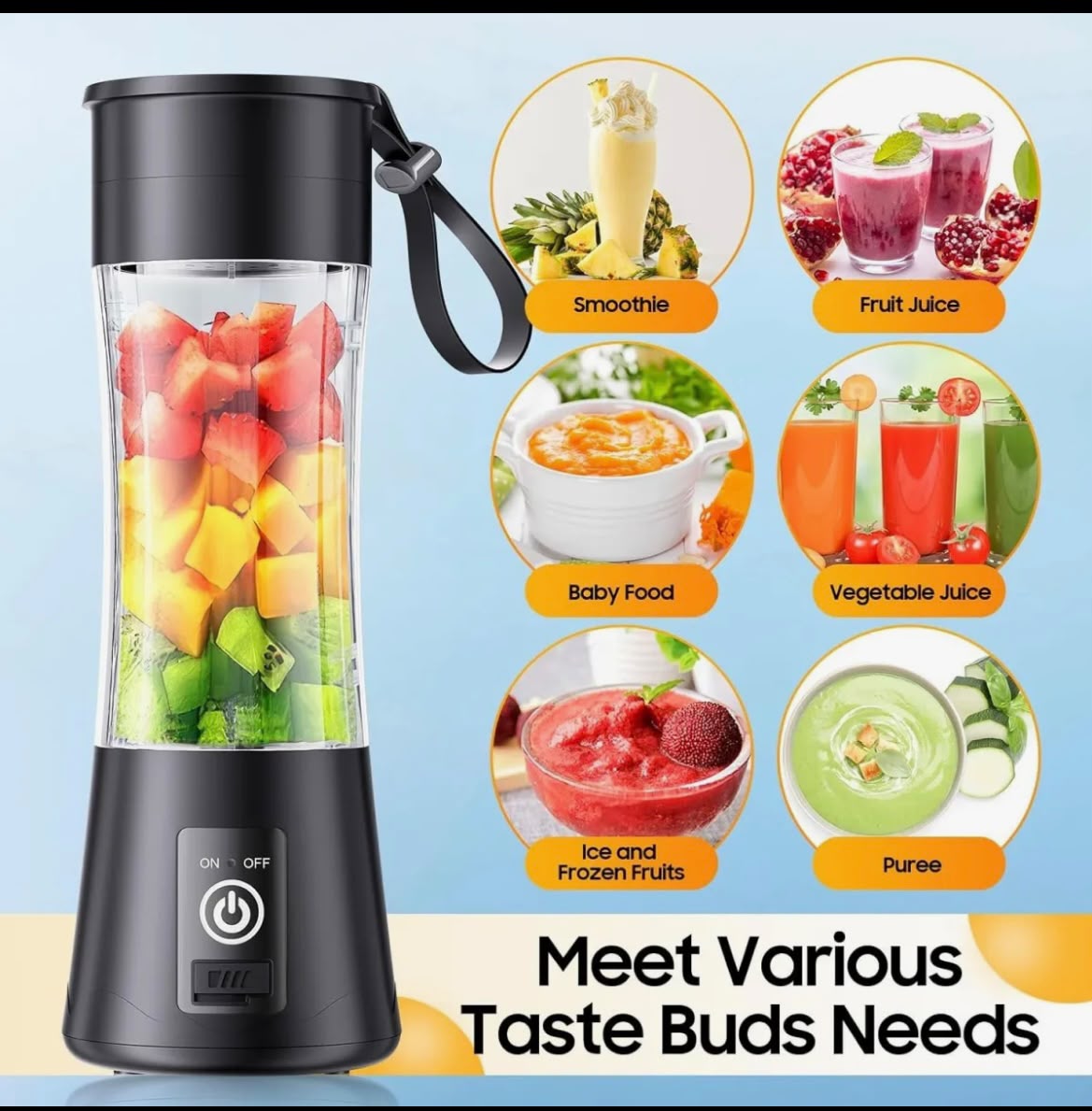 PortaBlend Pro™ - 6-Blade Portable USB Juice & Smoothie Blender (380ml)