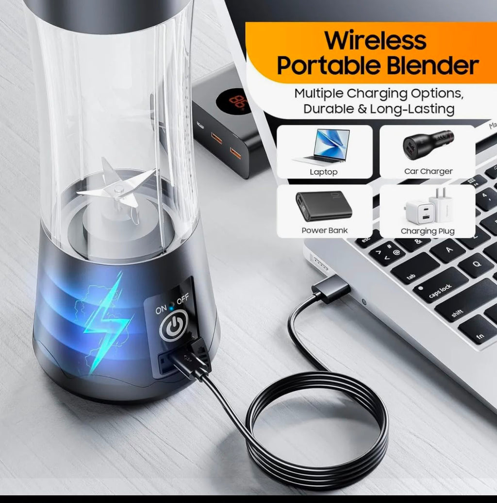 PortaBlend Pro™ - 6-Blade Portable USB Juice & Smoothie Blender (380ml)